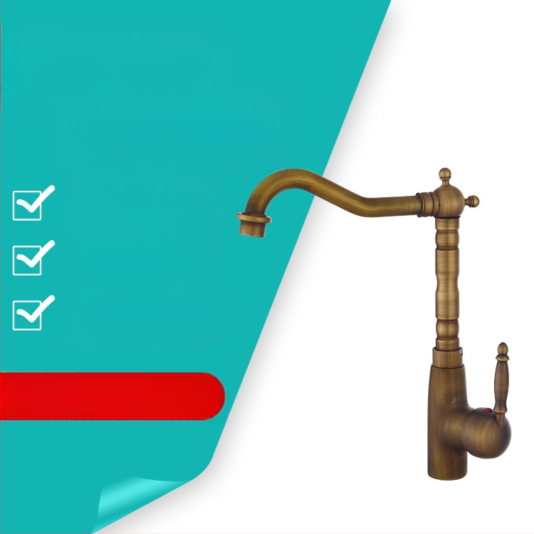 Visiškai varinis praustuvo čiaupas, Europos stiliaus senovinis dizainas, su pasukamu snapu, skirtas staliniam ir po staliniu įrenginiui (Medžiaga: varis; Funkcija: maišytuvas; Montavimas: ant stalviršio; Įėjimo/išėjimo vamzdžio skersmuo: 6; Vožtuvo sėdimos