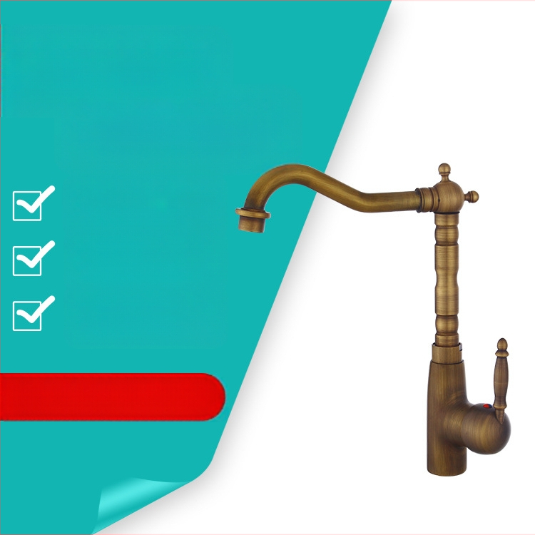 Visiškai varinis praustuvo čiaupas, Europos stiliaus senovinis dizainas, su pasukamu snapu, skirtas staliniam ir po staliniu įrenginiui (Medžiaga: varis; Funkcija: maišytuvas; Montavimas: ant stalviršio; Įėjimo/išėjimo vamzdžio skersmuo: 6; Vožtuvo sėdimos