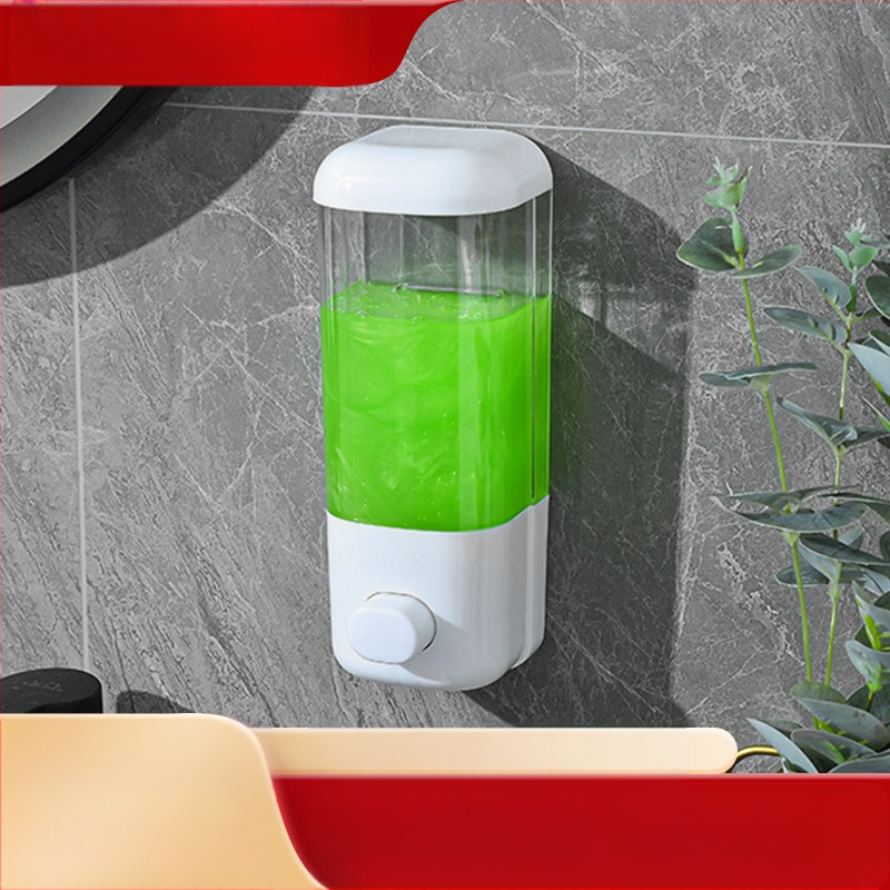 Διανομέας σαπουνιού τοίχου χωρίς διάτρηση, ξενοδοχειακού τύπου, χειροκίνητη λειτουργία πίεσης, GPPS, 500 ml, 200 g