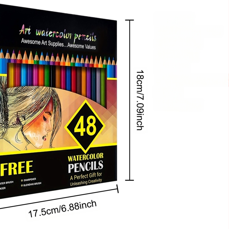 48 spalvų vandens tirpstančių pieštukų rinkinys studentams ir pradedantiesiems (Korpusas: popierius; Tipas: Kitas)