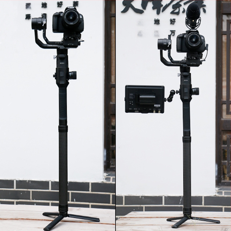 DSLR fotoaparato stabilizatorius su anglies pluošto išplėtimo lazdele, be nuotolinio valdymo, be Bluetooth, be užpildymo šviesos