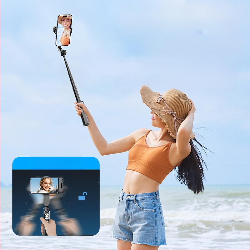 Q33 RGB Mini Selfie Laikiklis su Stabilizatoriumi, Ištraukiamas, RGB Šviesa, Bluetooth Nuotolinis Valdiklis, Mobiliojo Telefono Trikojis