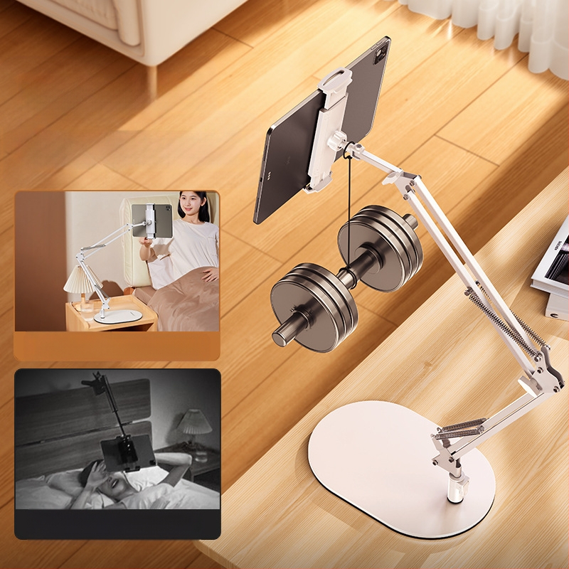 Konzolový stojan na tablet na nočnú skrinku, skladací, 360° otáčanie, bez montáže, univerzálny pre iPad, zliatina hliníka