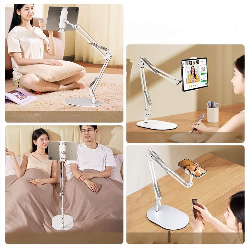 Konzolový stojan na tablet na nočnú skrinku, skladací, 360° otáčanie, bez montáže, univerzálny pre iPad, zliatina hliníka