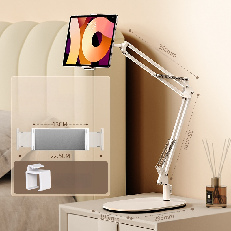 Konzolový stojan na tablet na nočnú skrinku, skladací, 360° otáčanie, bez montáže, univerzálny pre iPad, zliatina hliníka