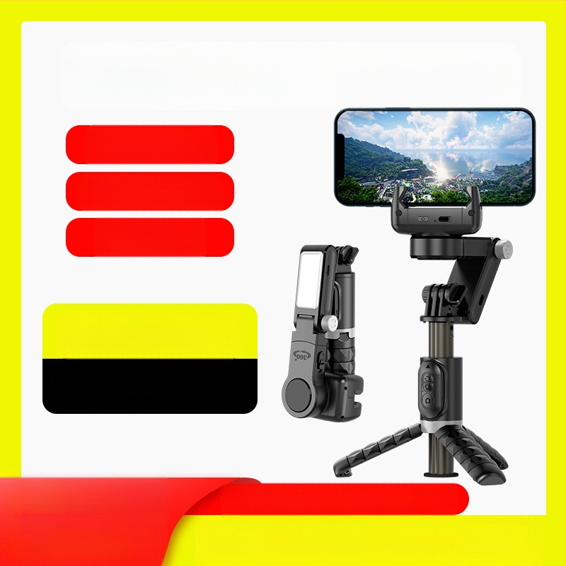 Стабилизатор за мобилен телефон за лайв стрийминг, анти‑трептене, телескопично рамо, подсветка и дистанционно управление (Bluetooth)