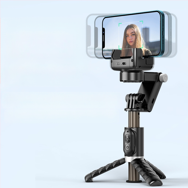 Стабилизатор за мобилен телефон за лайв стрийминг, анти‑трептене, телескопично рамо, подсветка и дистанционно управление (Bluetooth)