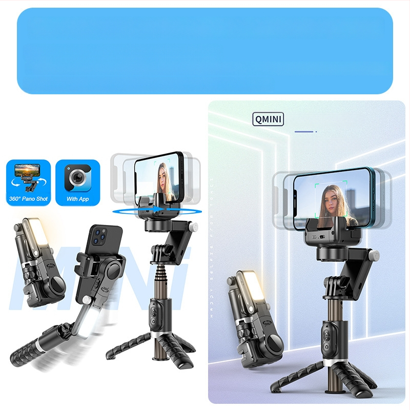 Стабилизатор за мобилен телефон за лайв стрийминг, анти‑трептене, телескопично рамо, подсветка и дистанционно управление (Bluetooth)