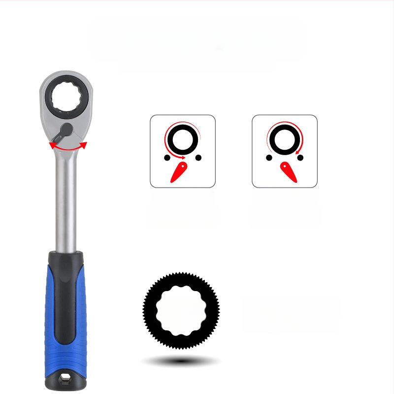 18‑частен комплект за амортисьори: хром-ванадий стомана, електроплакиран завършек, включва торцеви гнезда и демонтажен инструмент