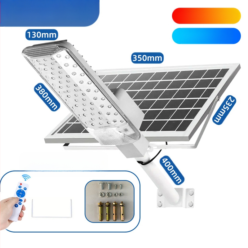 Saulės energijos lauko išlenkta gatvės šviestuvas, A10 modelis, 74 LED, 1000 lm, 6500K, IP66