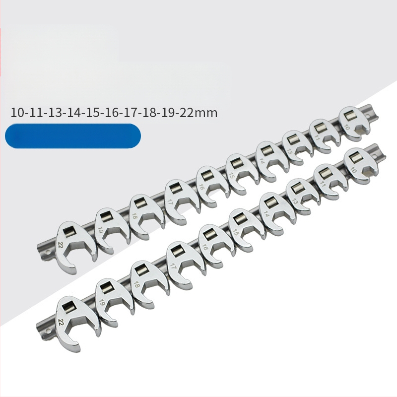 Гаечен ключ с сменяеми глави и открит край, L-образен, хромирана карбонова стомана, полирана повърхност