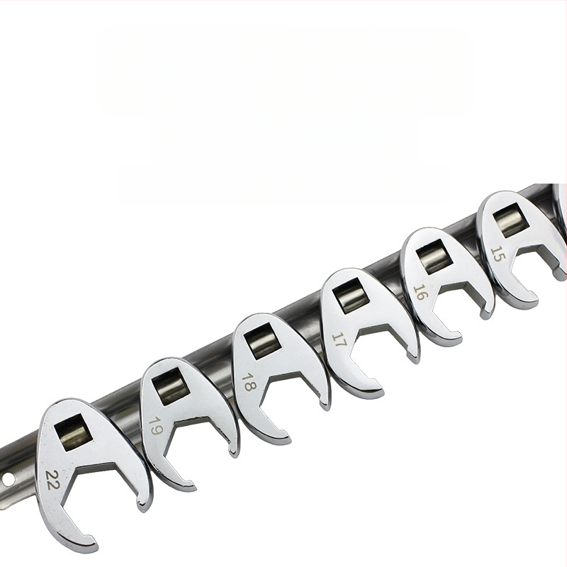 Гаечен ключ с сменяеми глави и открит край, L-образен, хромирана карбонова стомана, полирана повърхност