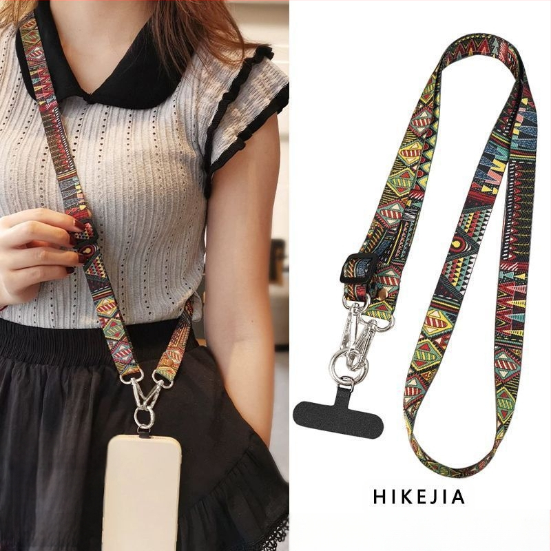 Șnur de telefon cu design retro totem, lung și reglabil, anti-pierdere pentru călătorii; stil: simplitate modernă; material: alt; lansare: primăvara 2025; categorie: echipamente de organizare și protecție împotriva prafului