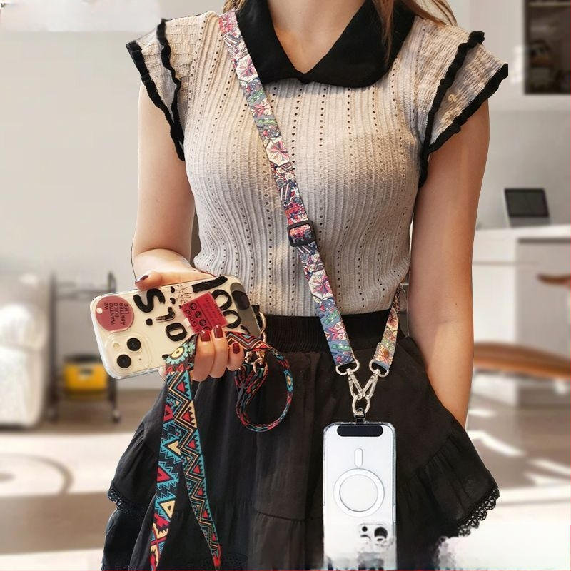 Șnur de telefon cu design retro totem, lung și reglabil, anti-pierdere pentru călătorii; stil: simplitate modernă; material: alt; lansare: primăvara 2025; categorie: echipamente de organizare și protecție împotriva prafului