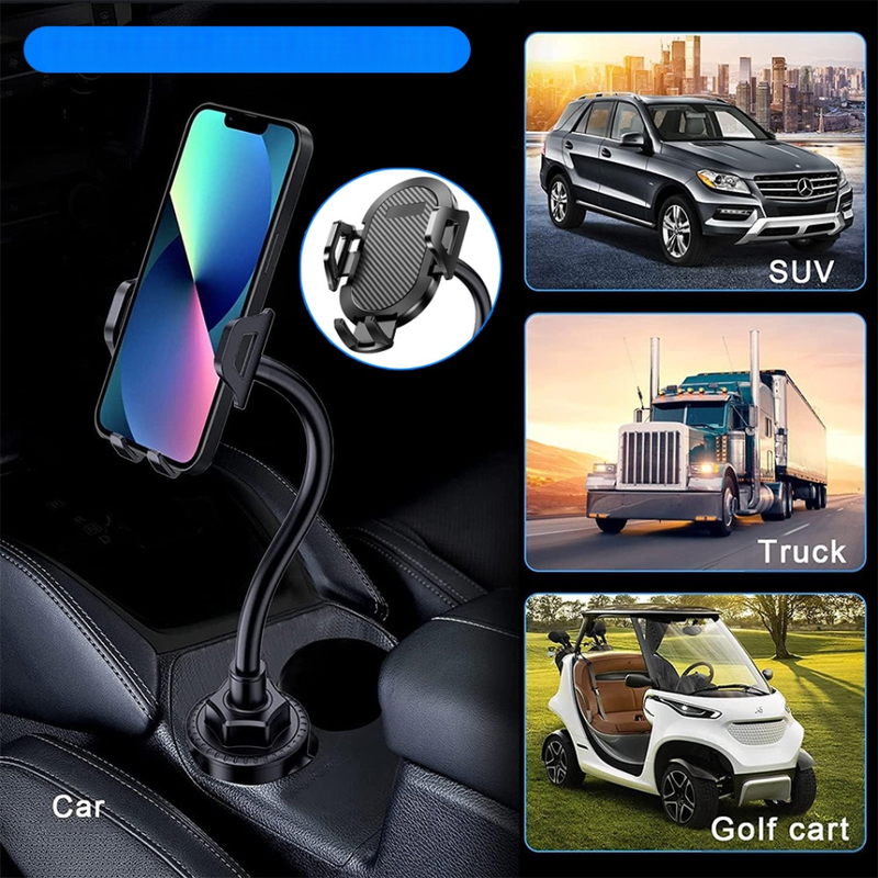 Auto držač za čašu, fleksibilan dizajn, univerzalna osnova, kompatibilan s držačem za telefon i navigaciju, montaža klikom, prilagodljiv