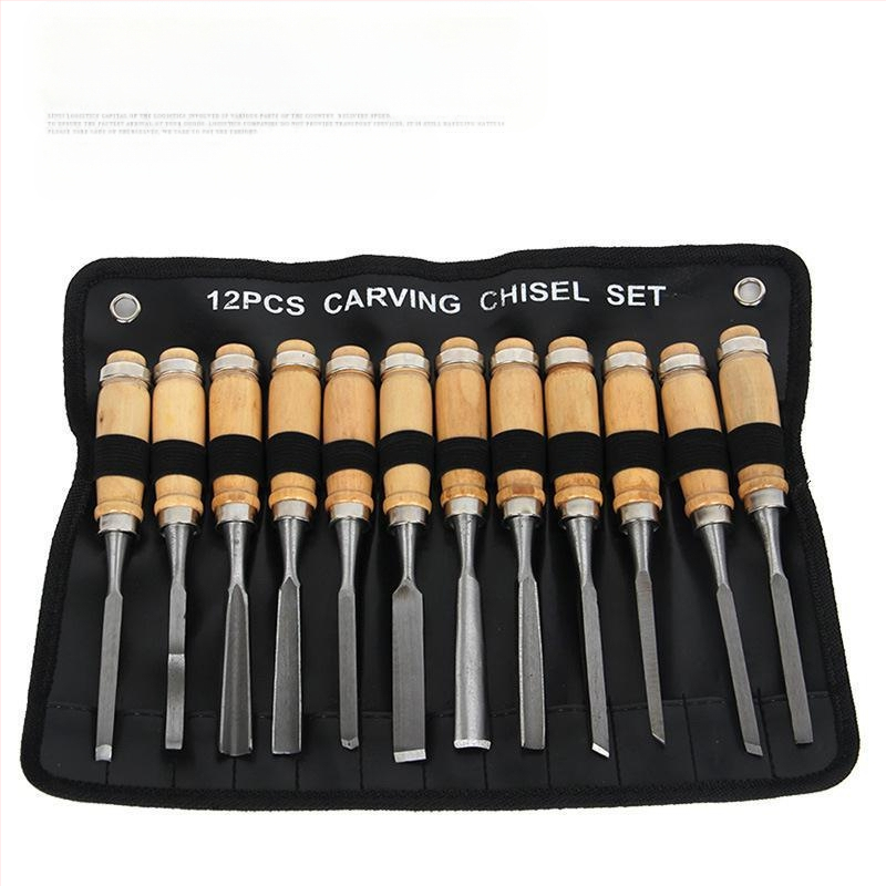 Koka gravēšanai kaltas lāpstiņu komplekts, 2 gab., asā gals, oglekļa tērauda rokturis