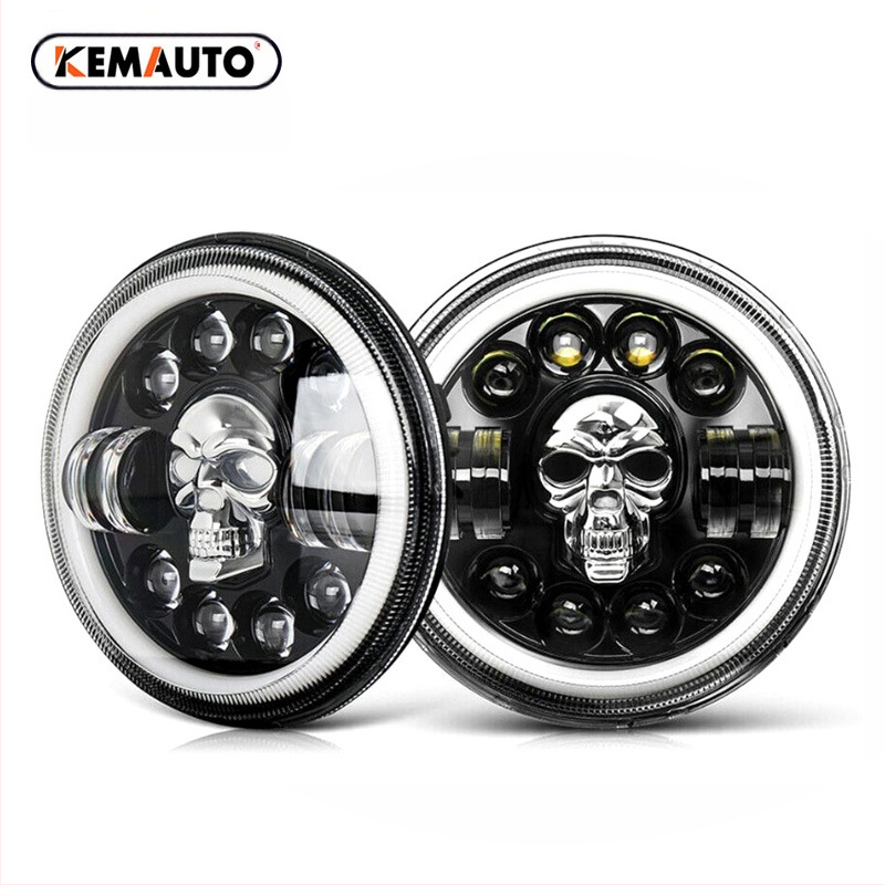 Φανάρι μοτοσικλέτας Wrangler με σχέδιο κρανίου και ματιά διαβόλου, LED, 12V, 45W, 6500LM, IP68