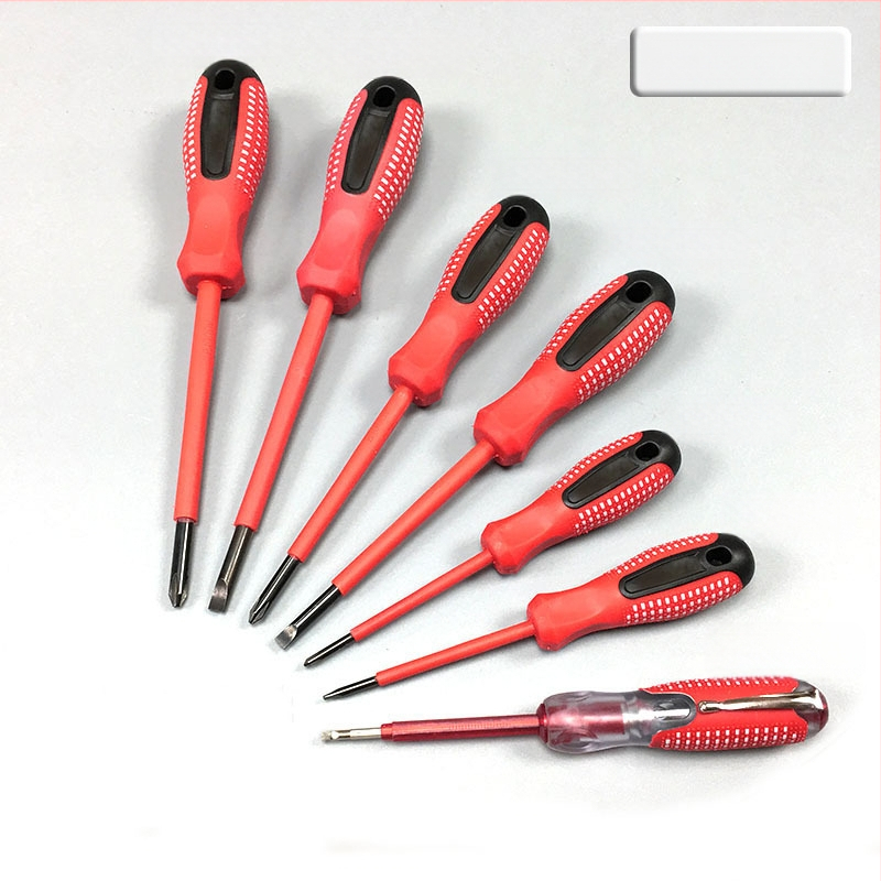 Седемчастен изолиран комплект отвертки за дома, магнитни върхове, пробник за напрежение, Cr_V хром-ванадий стомана