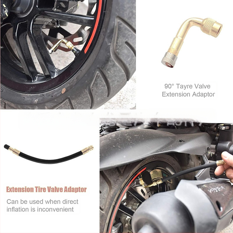 Bezdūšu ventila pagarināšanas komplekts — vara ventils, skrūvējams savienojums, parasts kodols, piemērots automobiļiem, kravas automašīnām un velosipēdiem