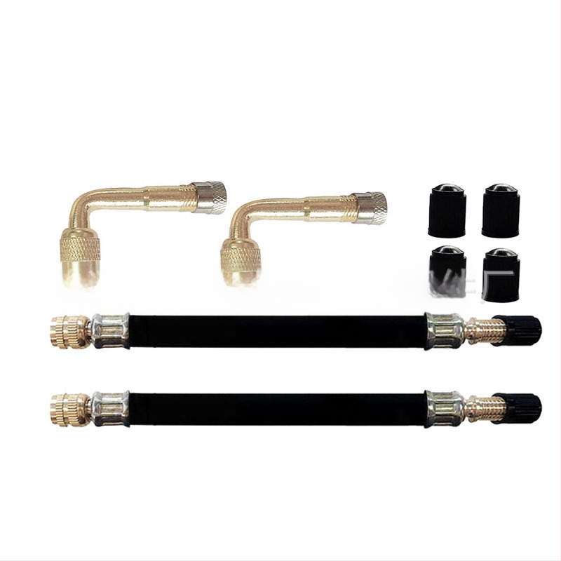 Bezdūšu ventila pagarināšanas komplekts — vara ventils, skrūvējams savienojums, parasts kodols, piemērots automobiļiem, kravas automašīnām un velosipēdiem