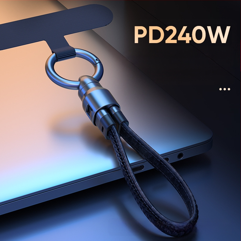 PD240W greito įkrovimo odinis kakliukas kabelis – USB-C ir Lightning, skirtas Android ir Apple įrenginiams, modelis A57