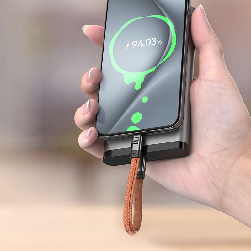 PD240W greito įkrovimo odinis kakliukas kabelis – USB-C ir Lightning, skirtas Android ir Apple įrenginiams, modelis A57