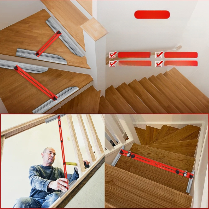 Schodová pravítka z hliníkovej zliatiny, nástroj na označovanie a meranie schodov, značka Onkel.J