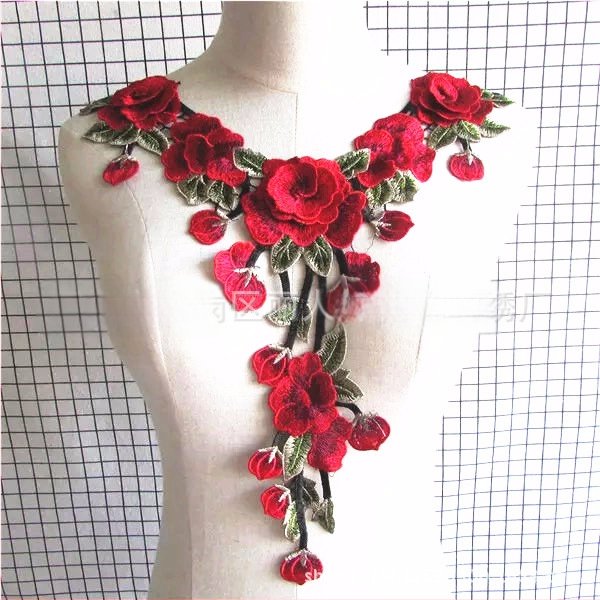 Dantelă brodată pentru îmbrăcăminte; fire de poliester; potrivit pentru haine femei, pălării și jeanși