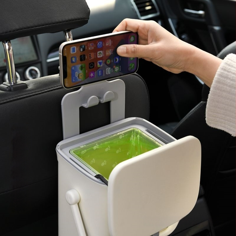 Stražnja viseća kanta za otpad u automobilu s poklopcem – plastični spremnik u obliku bačve, okretni poklopac, velika kapaciteta