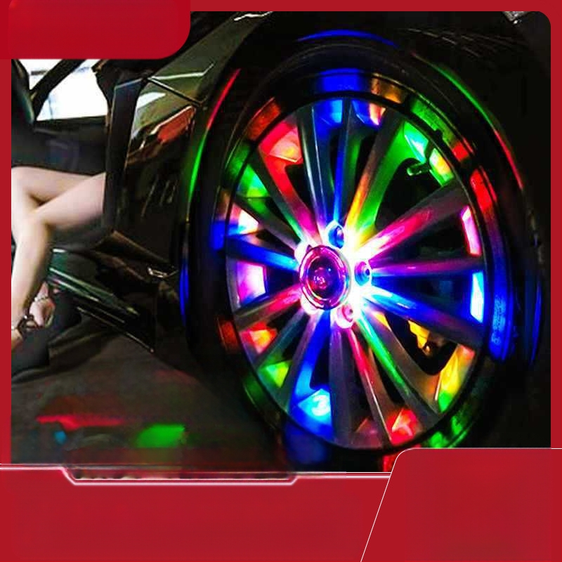 Saulės energijos LED lemputė automobilių ratų hub dangteliui, daugiaspalviu mirksėjimu ir logotipo kontūru