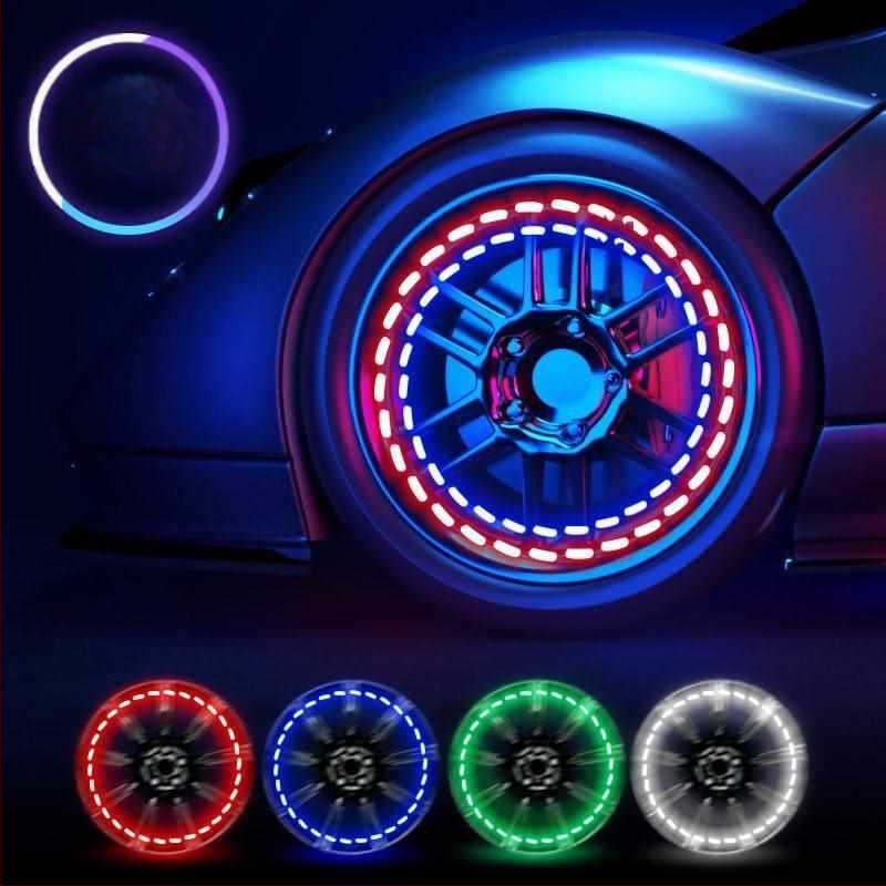 Saulės energijos LED lemputė automobilių ratų hub dangteliui, daugiaspalviu mirksėjimu ir logotipo kontūru