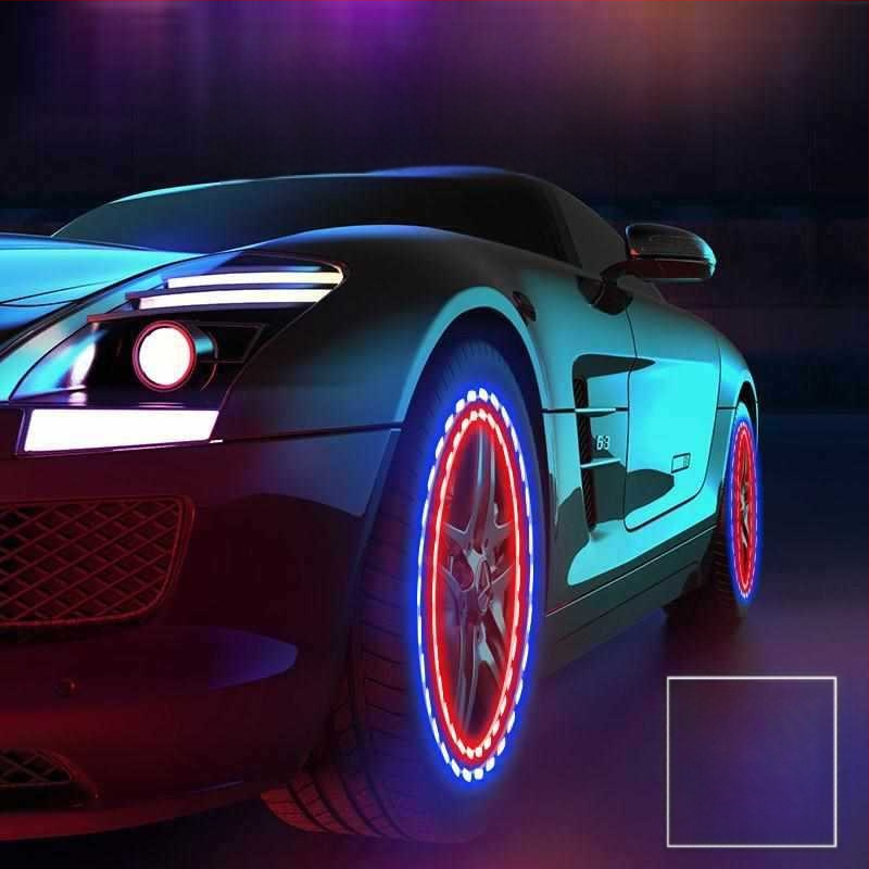 Saulės energijos LED lemputė automobilių ratų hub dangteliui, daugiaspalviu mirksėjimu ir logotipo kontūru