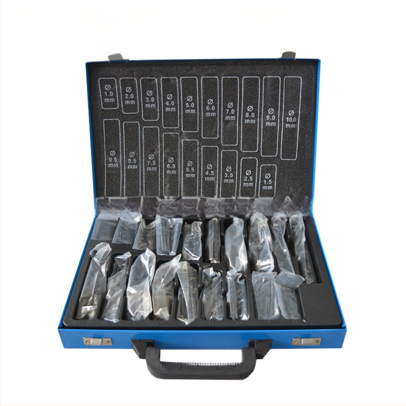 170 части комплект HSS нитридно обработени спирални свредла в метална кутия