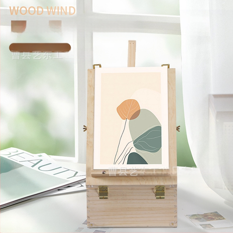 Настолен дървен мольберт с разделители и без капак, модерен минималистичен стил за канцелария и козметика