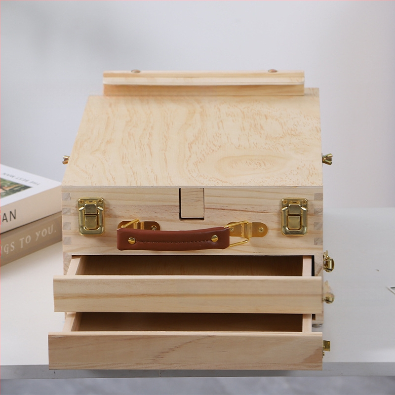 Настолен дървен мольберт с разделители и без капак, модерен минималистичен стил за канцелария и козметика