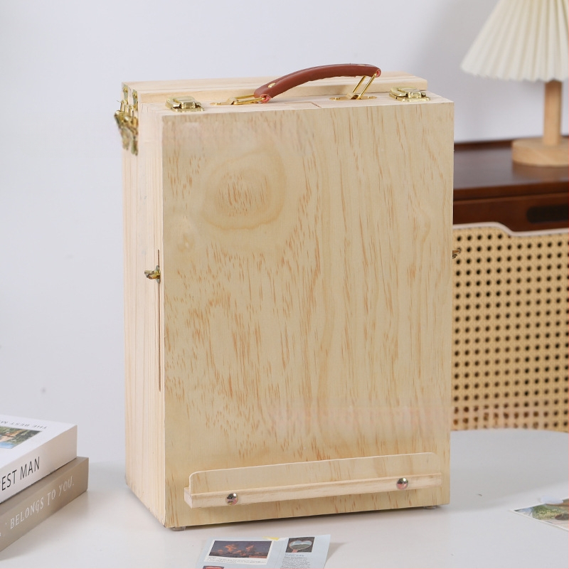 Настолен дървен мольберт с разделители и без капак, модерен минималистичен стил за канцелария и козметика