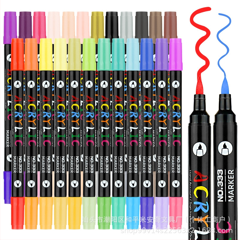 Dvipusis akrilo markeriai rinkinys – vandeniui atsparūs meno markeriai vaikams ir pradinės mokyklos mokiniams