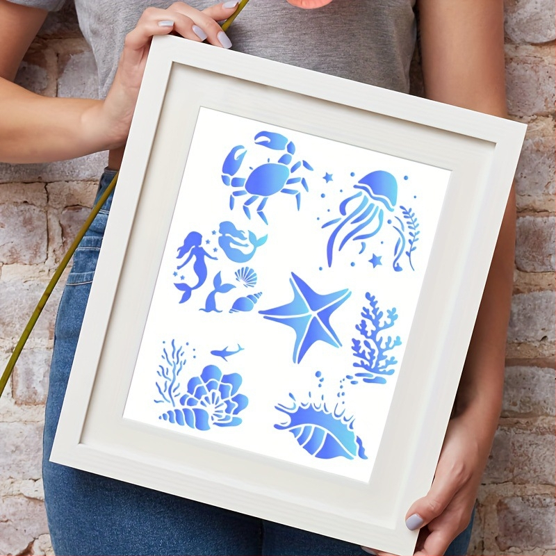 PET šablonas vaikams iš jūros serijos DIY motyvams su iškirpte – PET medžiaga; neimportuota; be IP licencijos