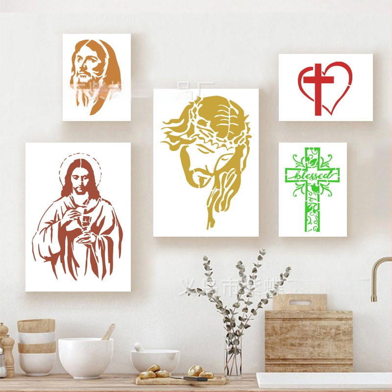 PET sienos šablonas dažymui su religinio figūros motyvu — Prekė Purple Butterfly — Medžiaga PET