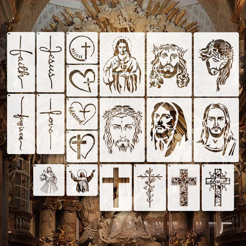 PET sienos šablonas dažymui su religinio figūros motyvu — Prekė Purple Butterfly — Medžiaga PET