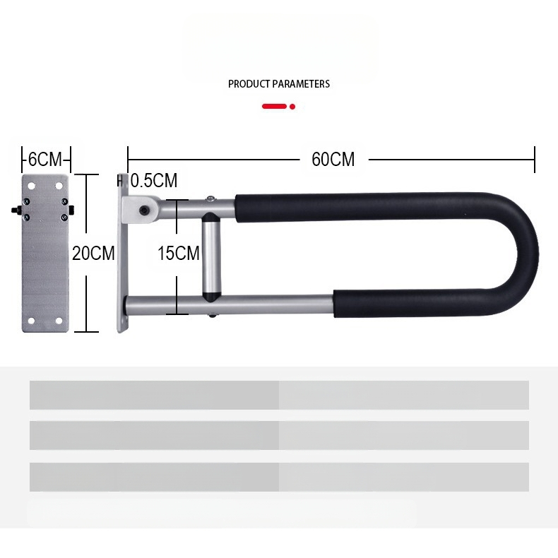 Jianlian Алуминиева ръкохватка за тоалетна – ръкохватка за баня, носимост 240 кг, тегло 0,96 кг, модел: Алуминиева ръкохватка, произход: Фошан