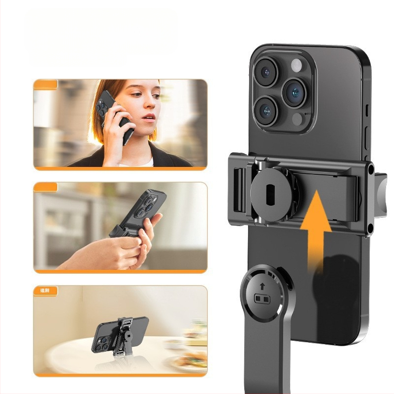 Мини селфи стика с Bluetooth и дистанционно, от неръждаема стомана, преносим ръчен дизайн, клип за телефон и вградена светлина