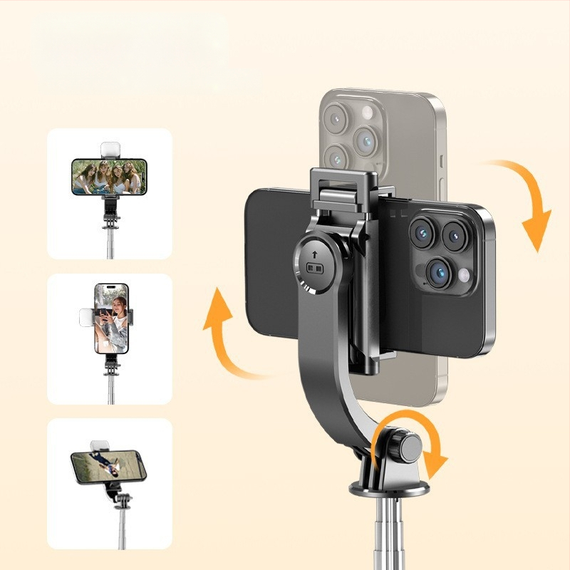 Мини селфи стика с Bluetooth и дистанционно, от неръждаема стомана, преносим ръчен дизайн, клип за телефон и вградена светлина