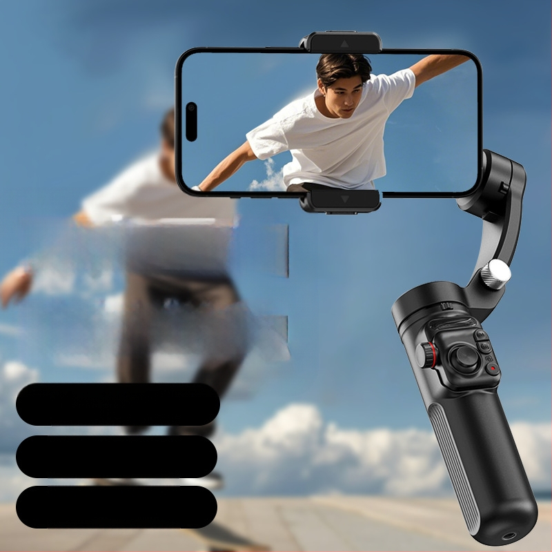 M02 3-asis telefonų stabilizatorius, rankinis gimbolas su atskiriamu nuotolinio valdymo pulteliu, papildomo apšvietimo, AI kamera