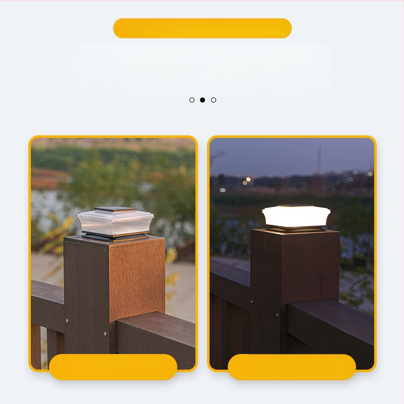 Соларна LED лампа за колона - външна водоустойчива, квадратна прозрачна колона, 5W, 1.2V, 6–12 ч осветяване