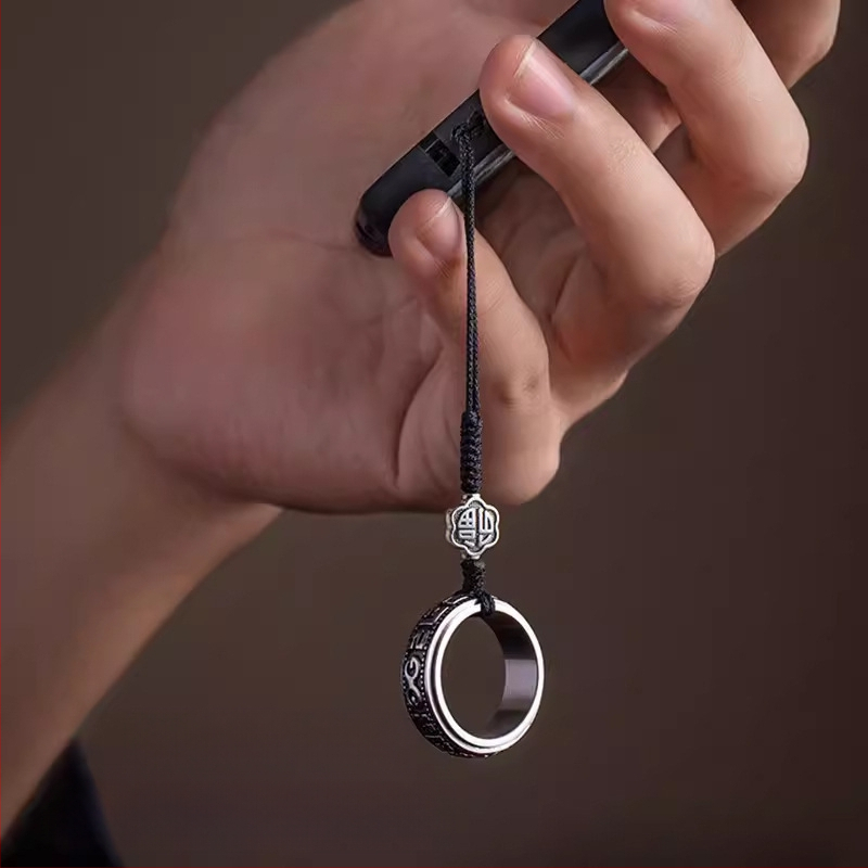 Prívesok pre kryt telefónu s pútkom, otočný kovový prsteň, motív Six-Character Mantra, unisex dekoratív doplnok, liata zliatina