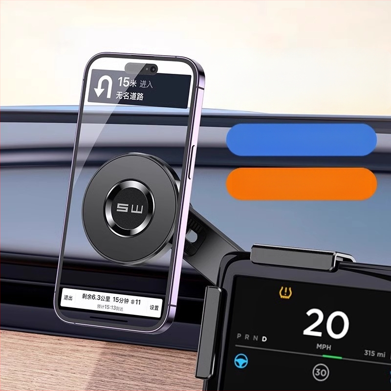 Tesla Model Y μαγνητική βάση τηλεφώνου αυτοκινήτου με αιωρούμενη οθόνη, snap-on τοποθέτηση, 10W ασύρματη φόρτιση