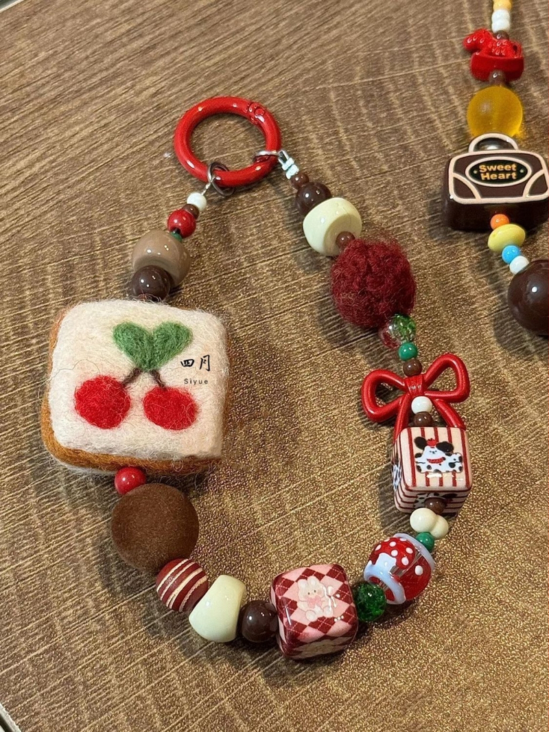 Unisex nylonový šnúr na telefón s keramickým geometrickým príveskom, plastová pracka, balené jednotlivo