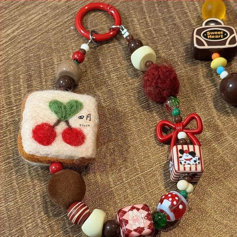 Unisex nylonový šnúr na telefón s keramickým geometrickým príveskom, plastová pracka, balené jednotlivo