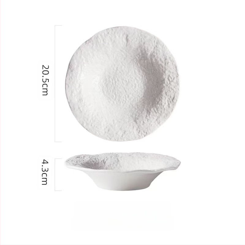 Σετ πορσελάνης με μοτίβο βράχου, πιάτα κατάλληλα για μικροκύματα· περιλαμβάνει πιάτο σούπας, βαθύ πιάτο και πιάτο γεύματος δυτικού στιλ.